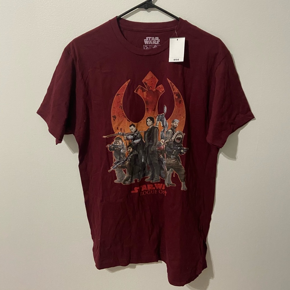 New w/tag Star Wars Rouge One Large Maroon T Shirt - Picture 1 of 5